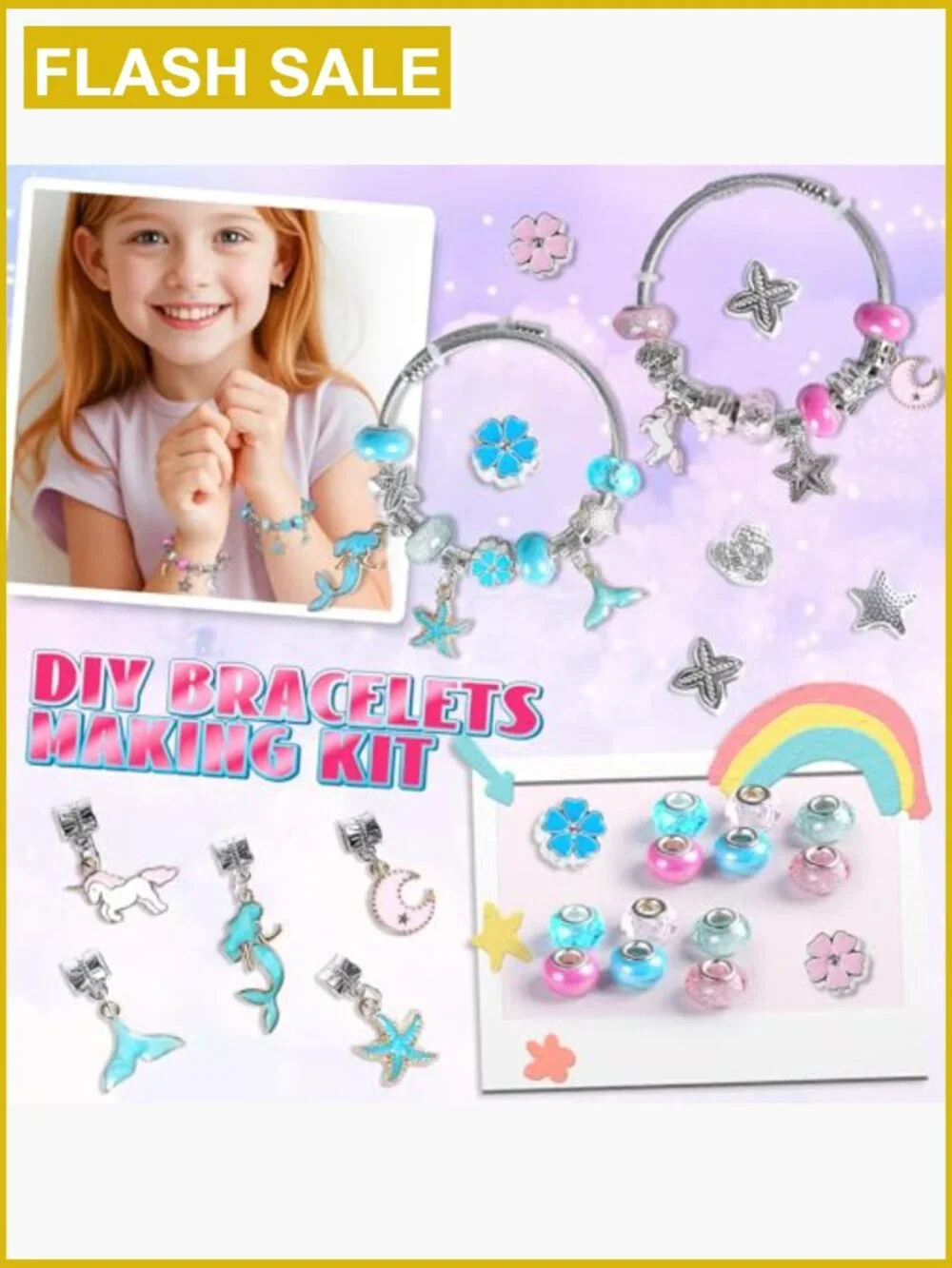 2000pcs Charm Beads Bracelet Making Kit for Girls Ages 4-12
